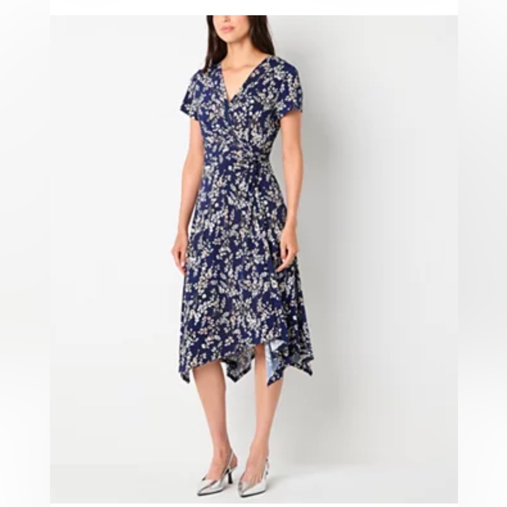 NWT Floral Blue Wrap Dress